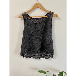 Basil Lola Black and Gray Wash Tank Top Size M